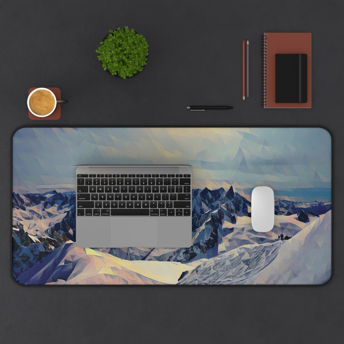Desk Mat - Poly Art - View from Mont Blanc (Variant 2)