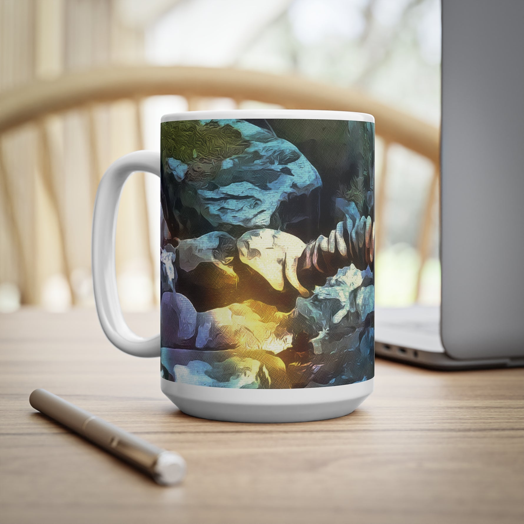 Ceramic White Cup 15oz - Stone Balance (Variant 2)
