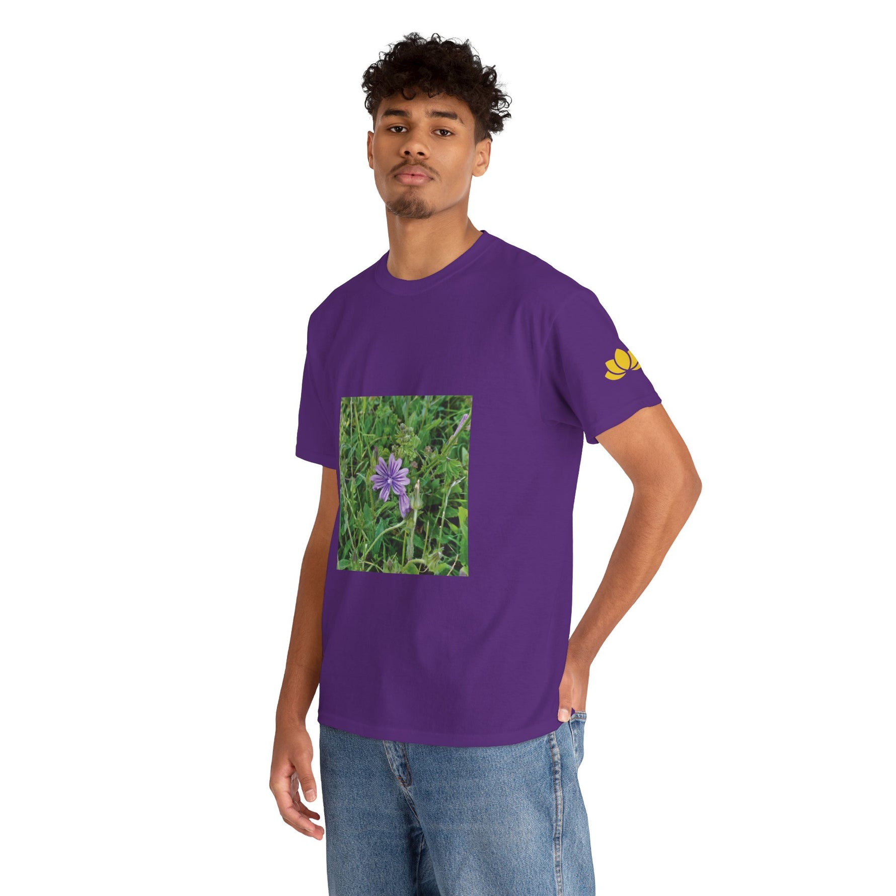 Unisex Heavy Cotton Tee - Flower of Malva Sylvestris