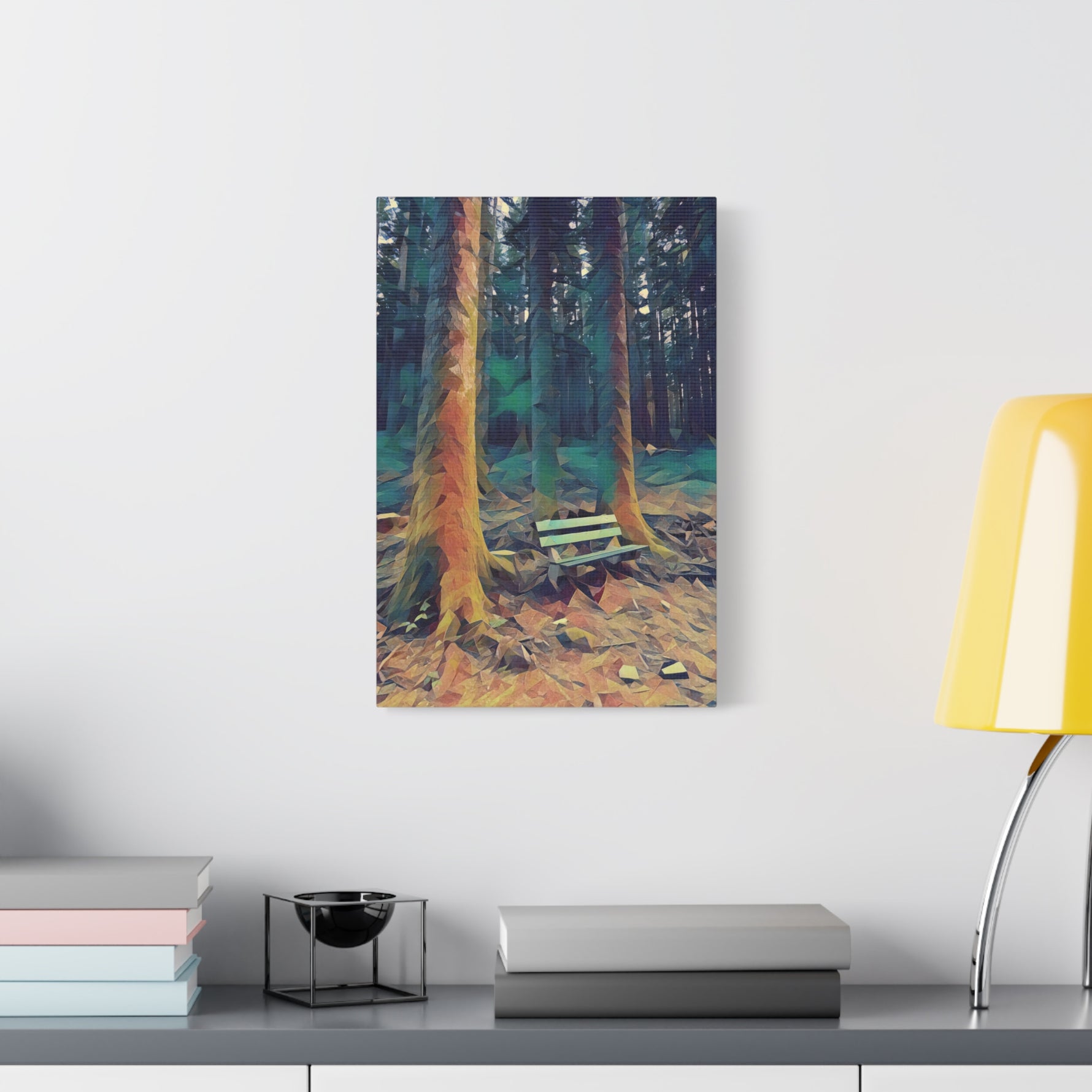 Stretched Matte Canvas - Poly Art - Forest (Variant 13)