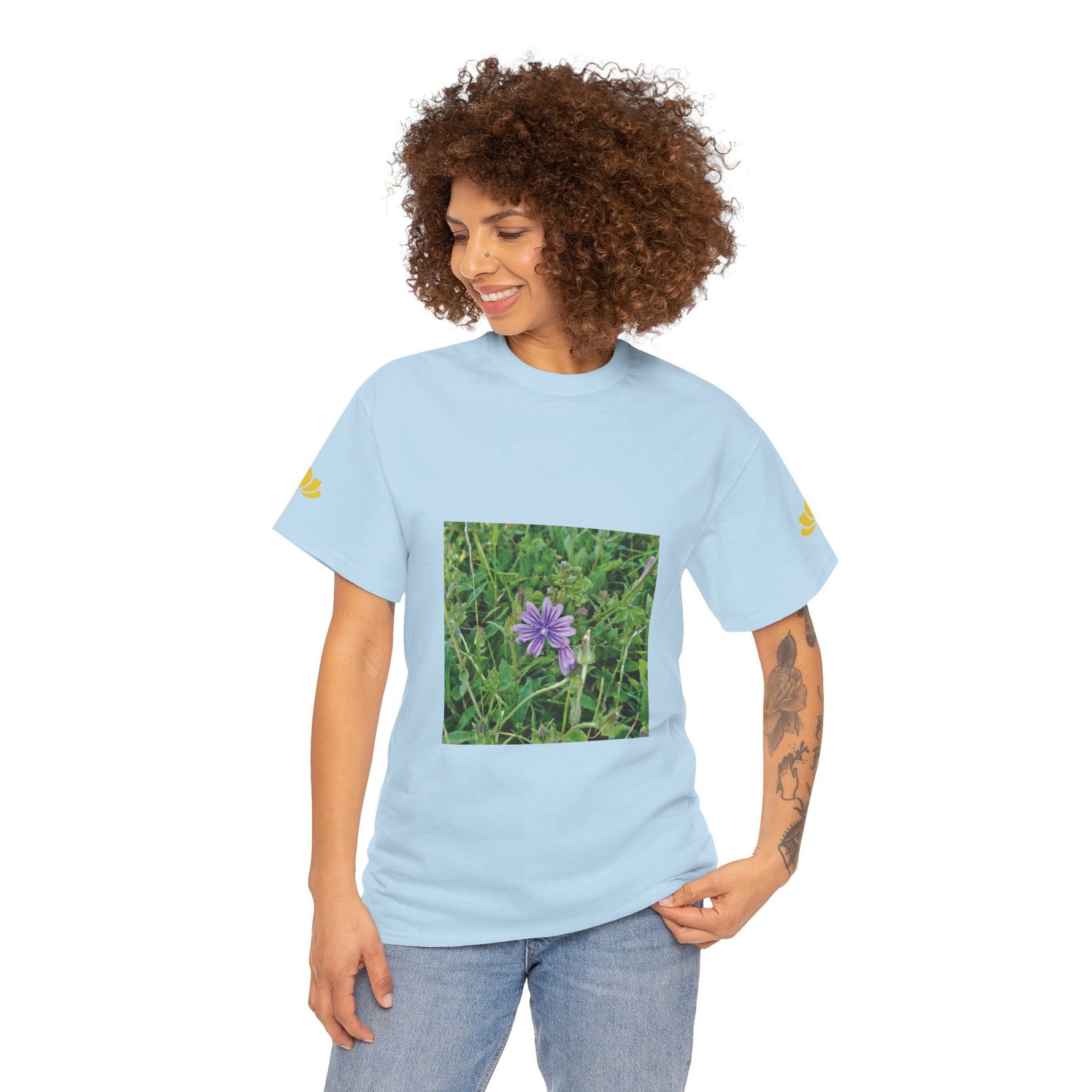 Unisex Heavy Cotton Tee - Flower of Malva Sylvestris