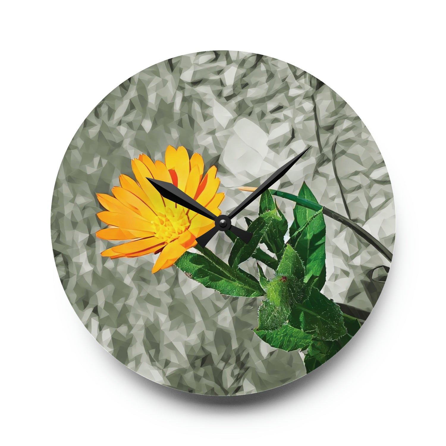 Acrylic Wall Clock - Poly Art - Flower of Calendula (Variant 1)