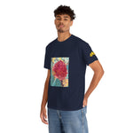 Unisex Heavy Cotton Tee - Poly Art - Flower of Dahlia in Red