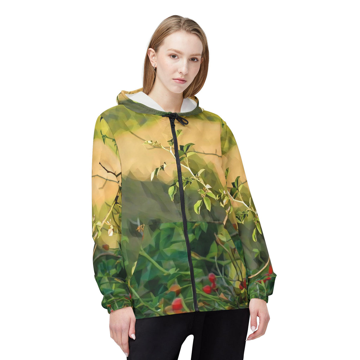 Windbreaker Jacket - Poly Art - Rosehip Plant