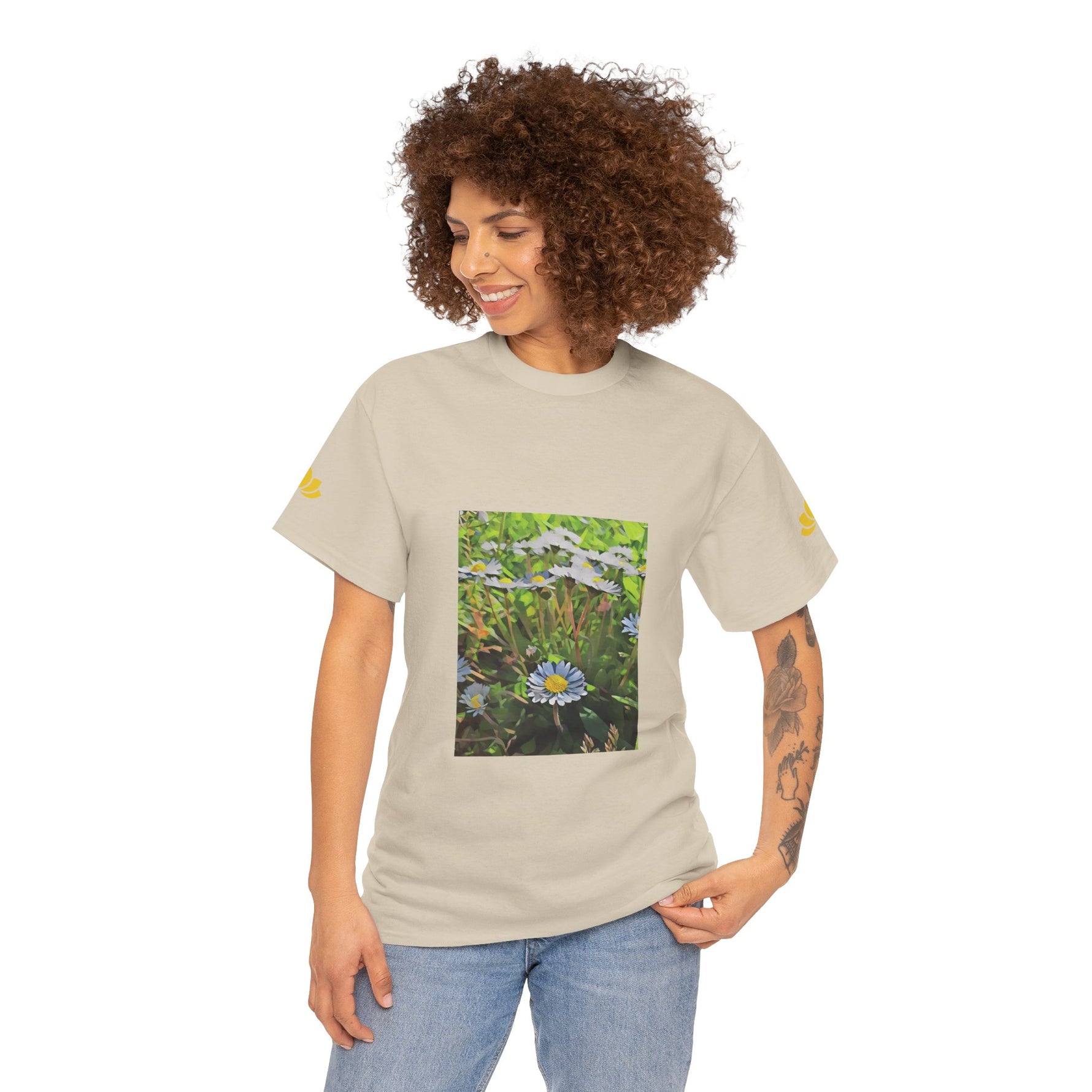 Unisex Heavy Cotton Tee - Poly Art - Flower of Daisies (Variant 1)