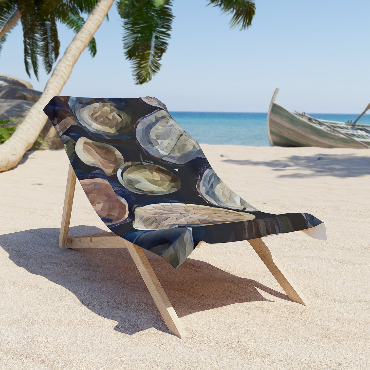 Beach Towel – Poly Art - Wooden Trunks (Variant 2)