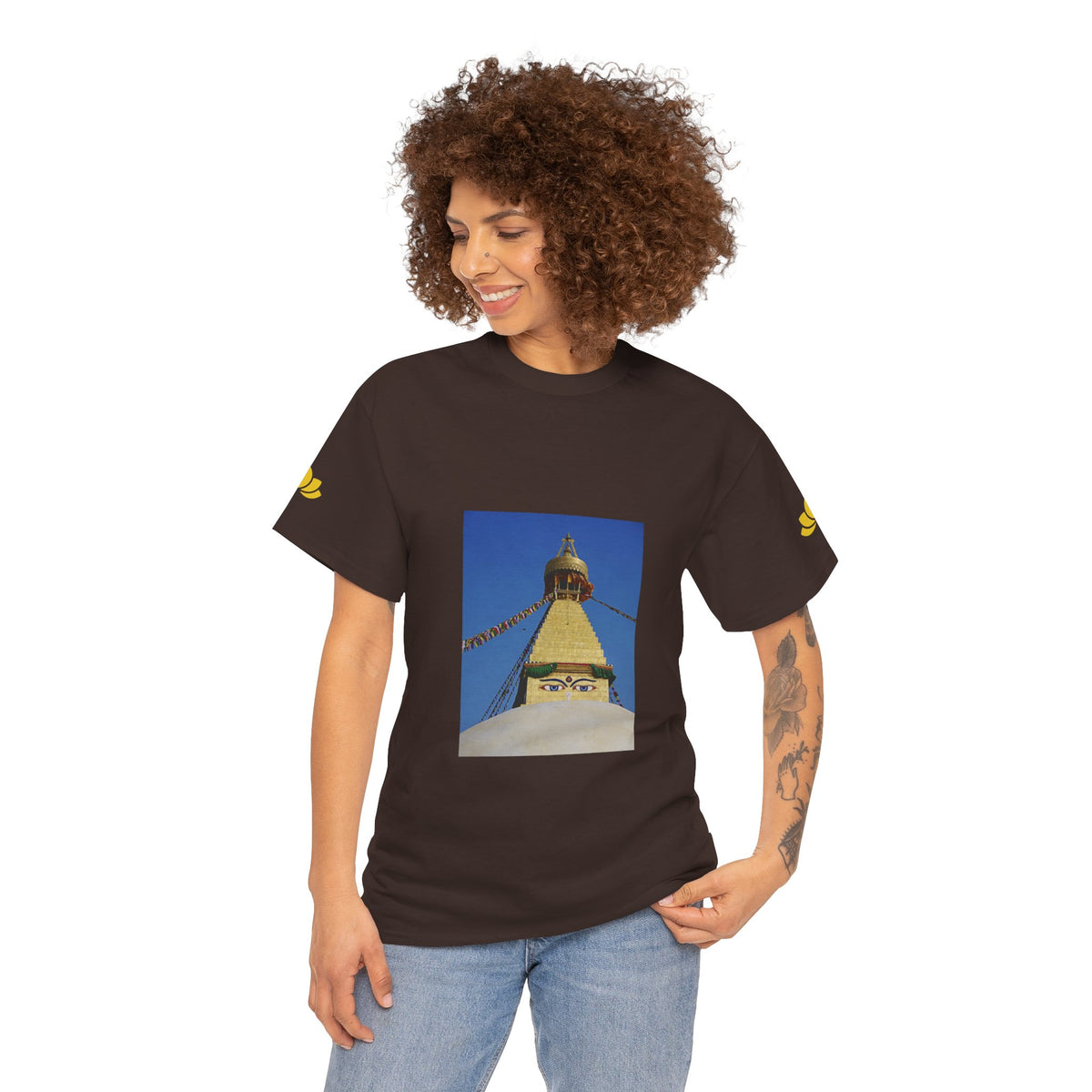 Unisex Heavy Cotton Tee - Nepal, Buddha's Eyes (Variant 1)