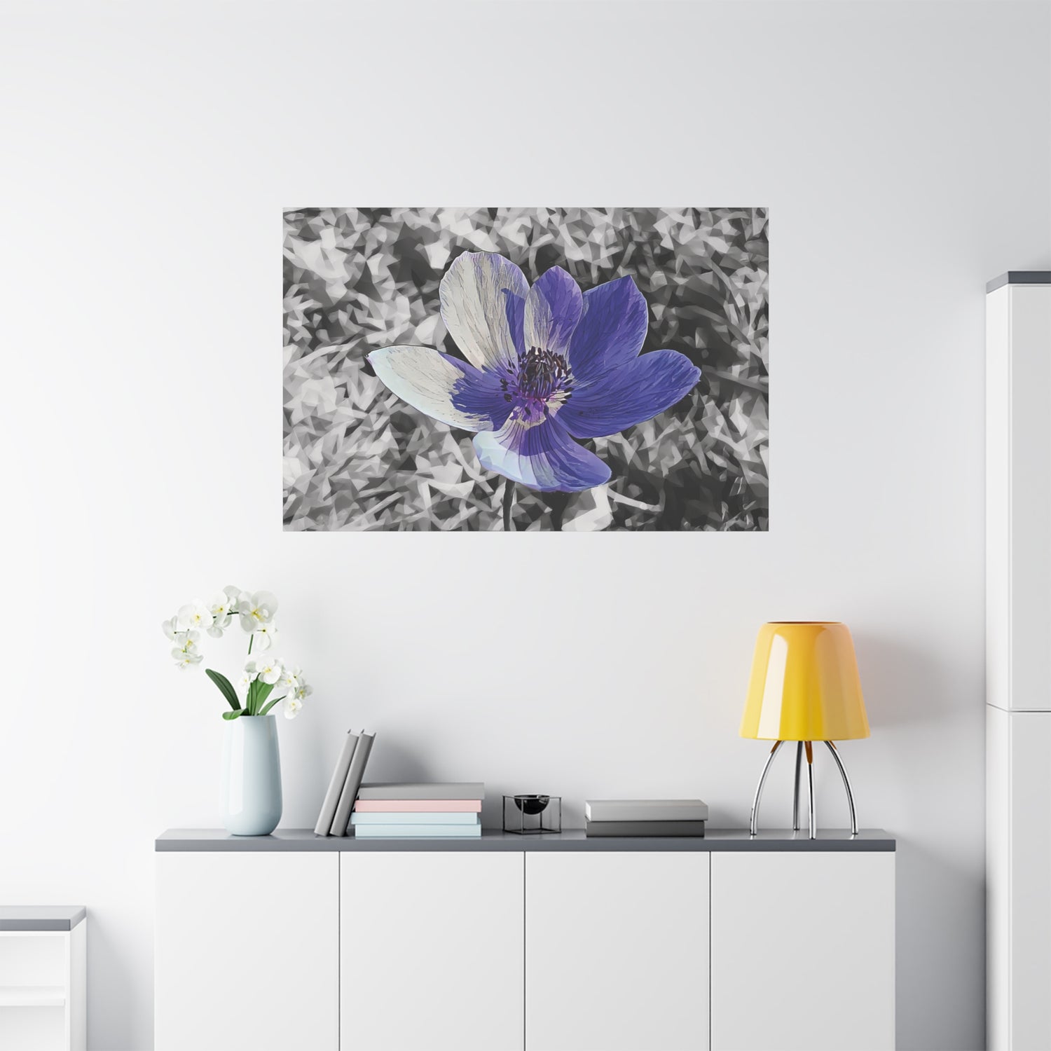 Stretched Matte Canvas - Poly Art - Flower of Anemone