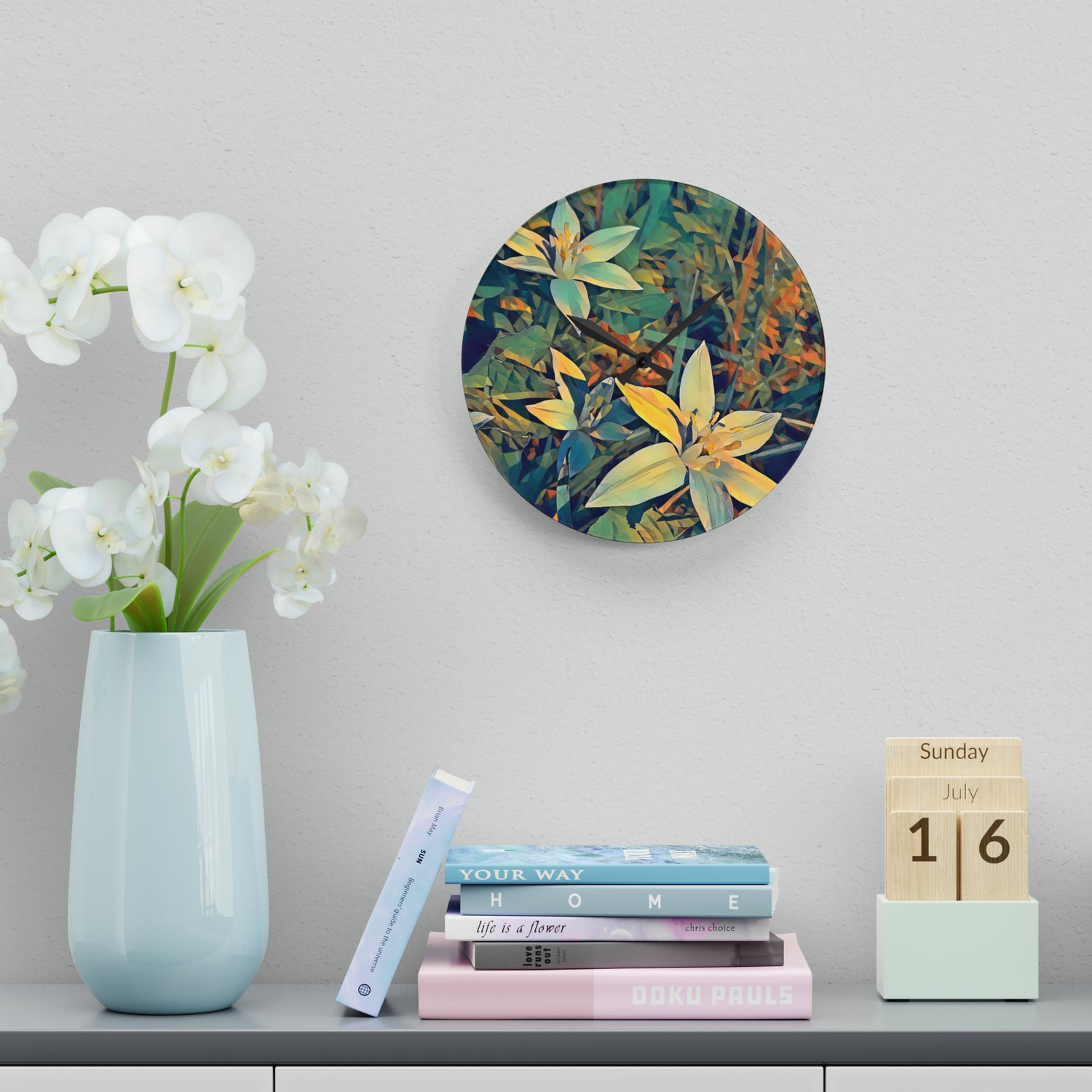 Acrylic Wall Clock - Poly Art - Flower of Ornithogalum (Variant 2)
