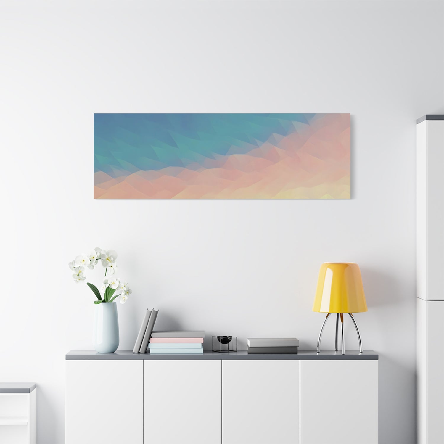 Stretched Matte Canvas - Poly Art - Sunset Sky (Variant 1)