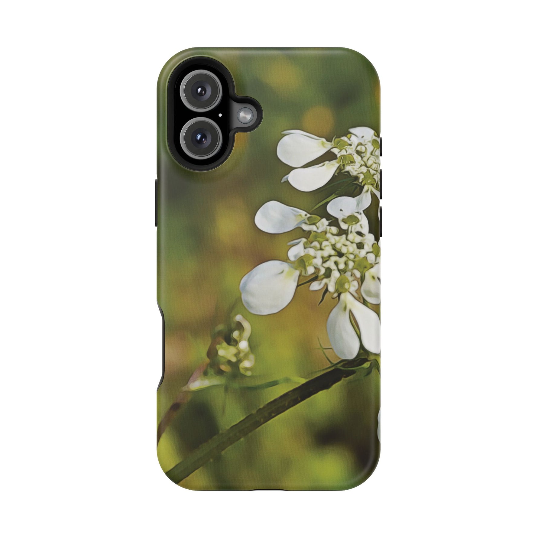 Magnetic Tough Phone Case - Flower, White