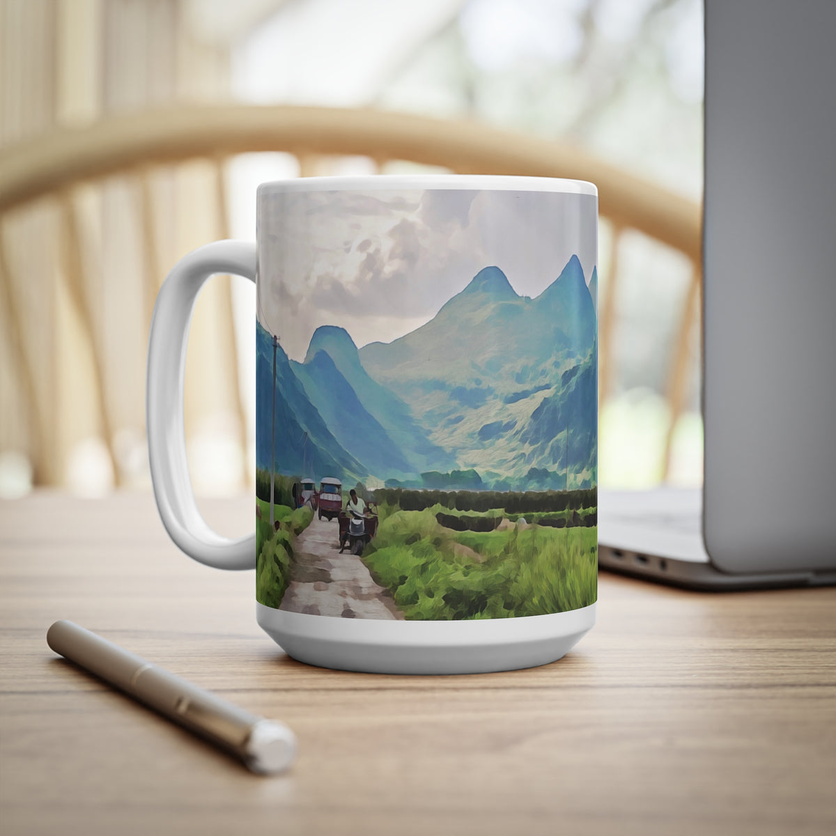 Ceramic White Cup 15oz - China's Guilin Hills