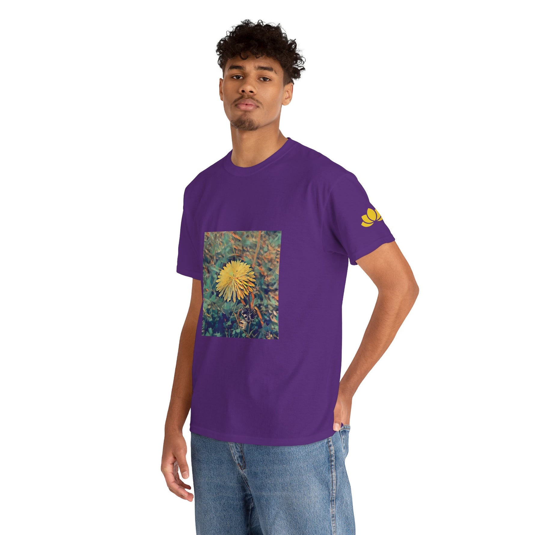 Unisex Heavy Cotton Tee - Poly Art - Flower of Dandelion (Variant 1)
