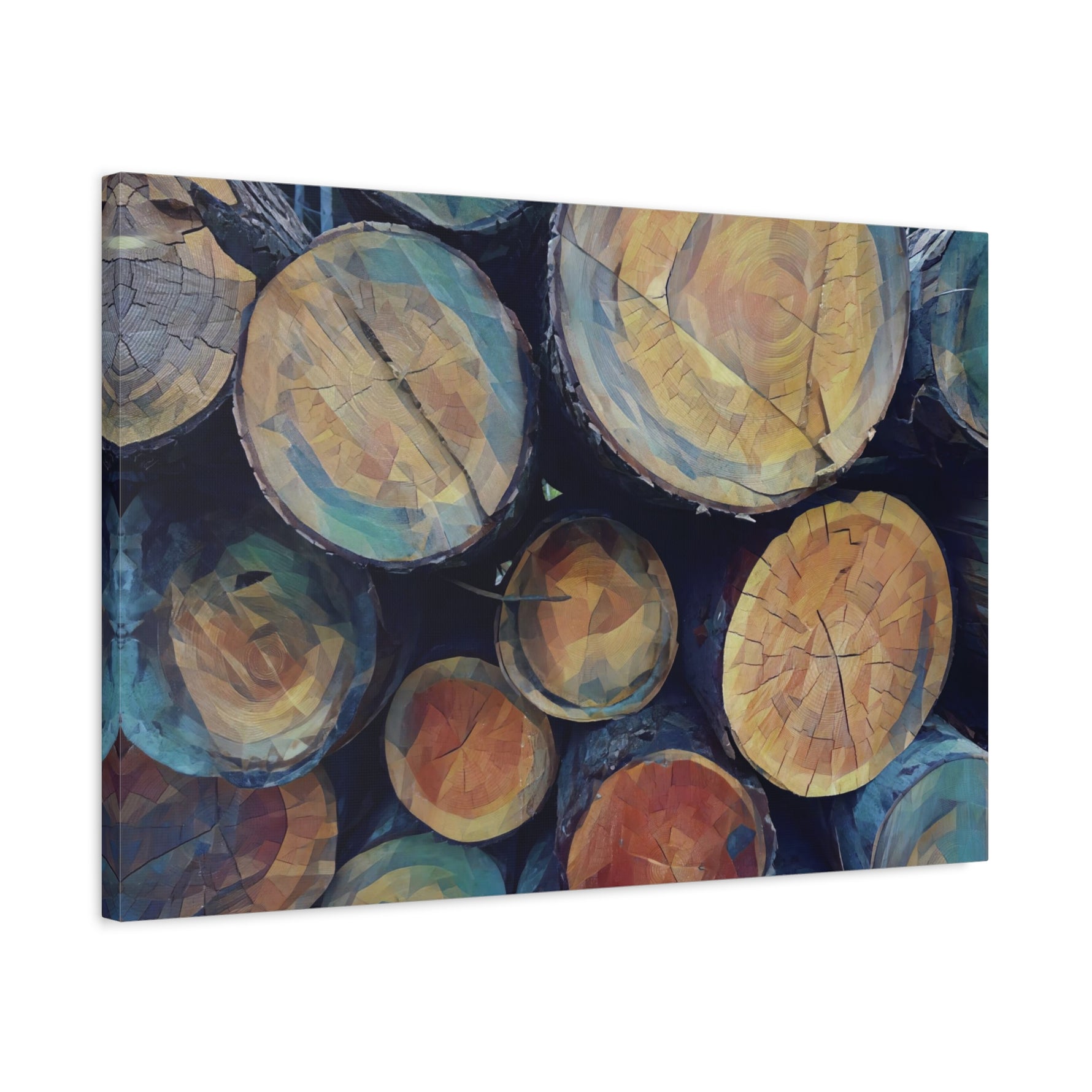 Stretched Matte Canvas - Poly Art - Wooden Trunks (Variant 3)