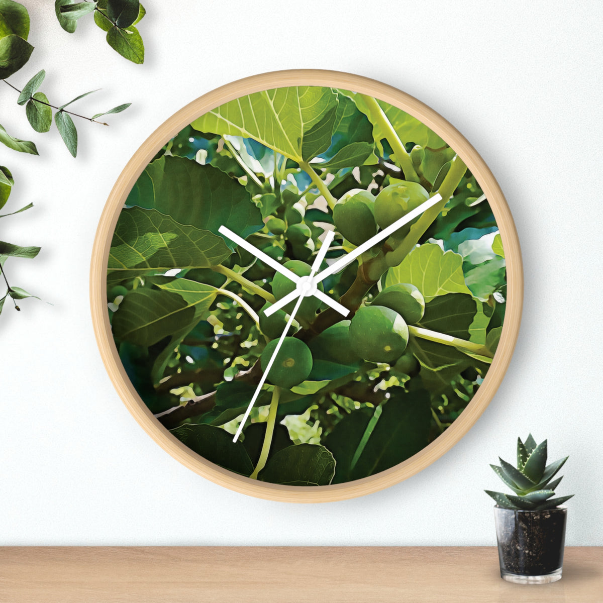 Wall Clock - Fig's Plant, with Fruits and Leaves