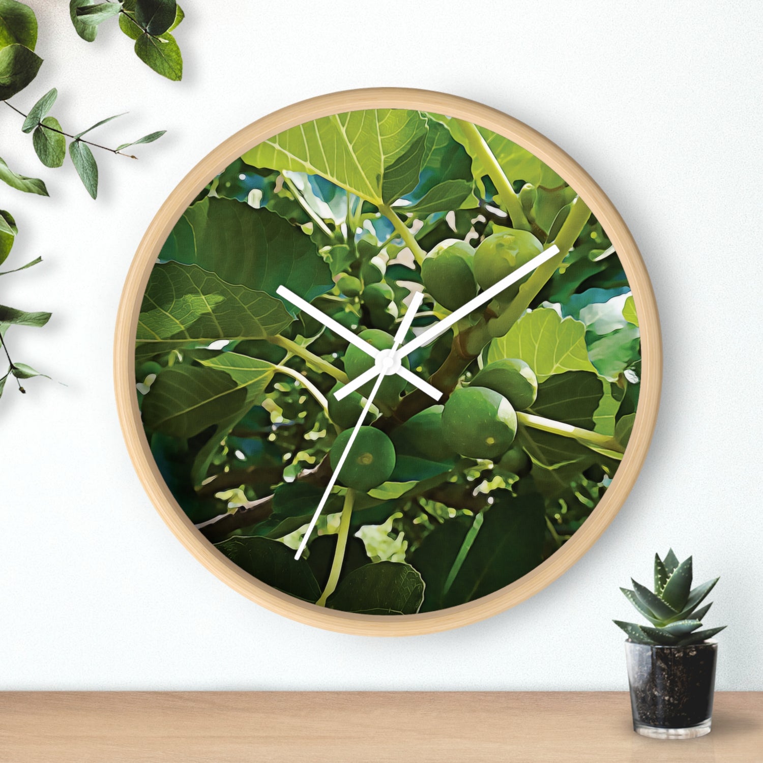 Wall Clock - Fig's Plant, with Fruits and Leaves