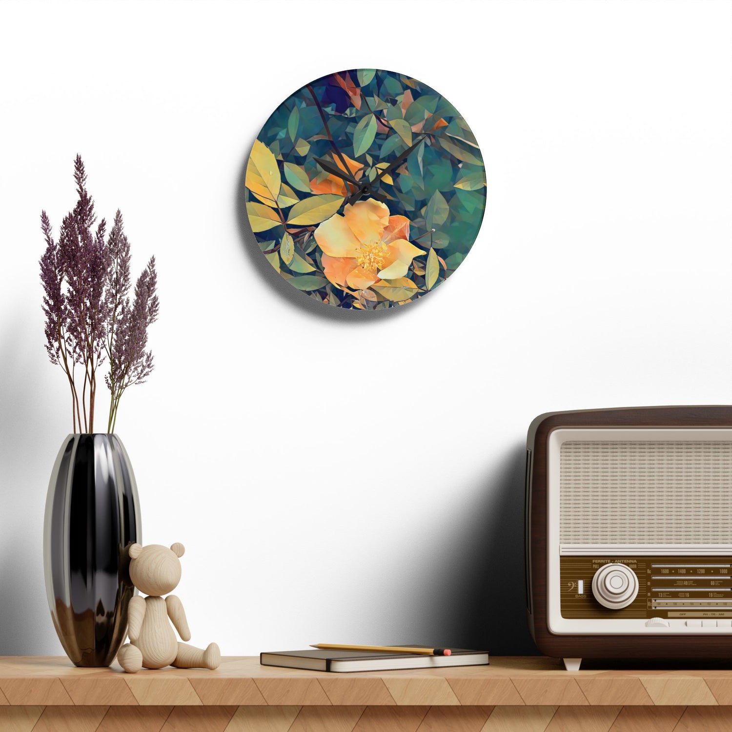 Acrylic Wall Clock - Poly Art - Flower of Rose (Variant 2)