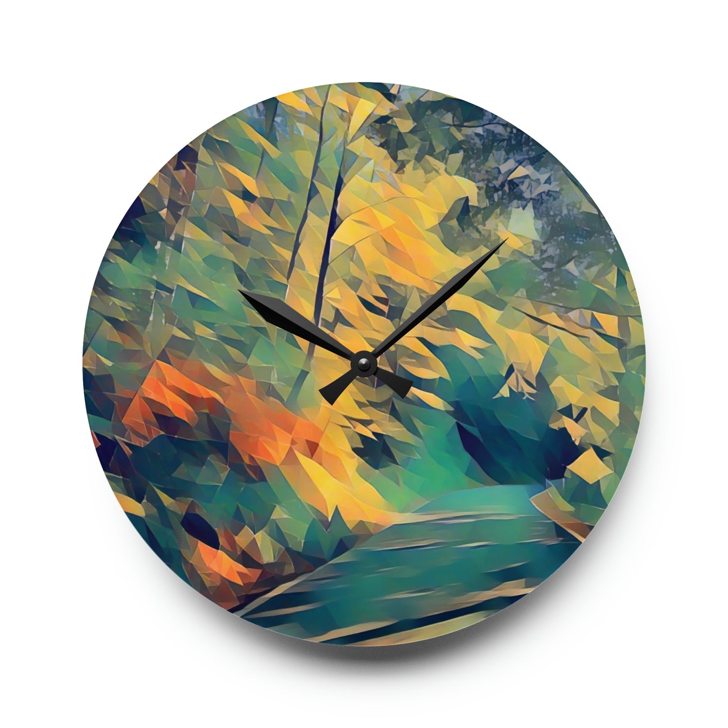 Acrylic Wall Clock - Poly Art - Forest (Variant 03)
