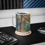 Ceramic White Cup 15oz - Poly Art - Forest (Variant 04)