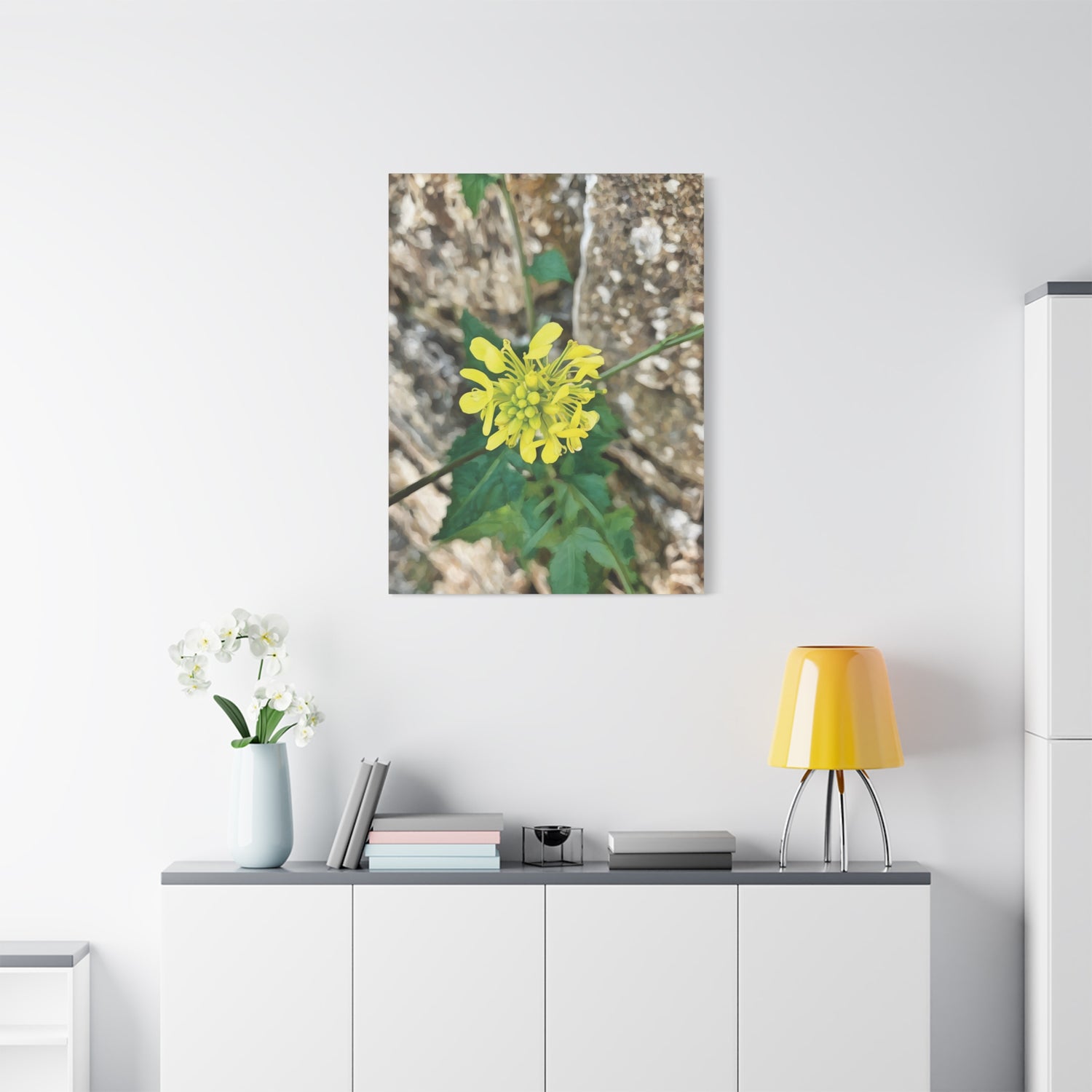 Stretched Matte Canvas - Flower of Sinapis Arvensis