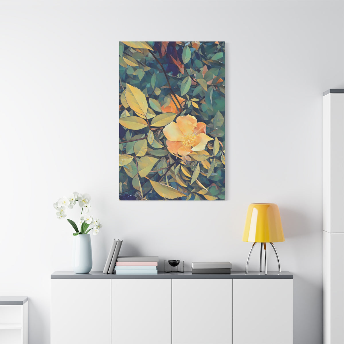 Stretched Matte Canvas - Poly Art - Flower of Rose (Variant 2)