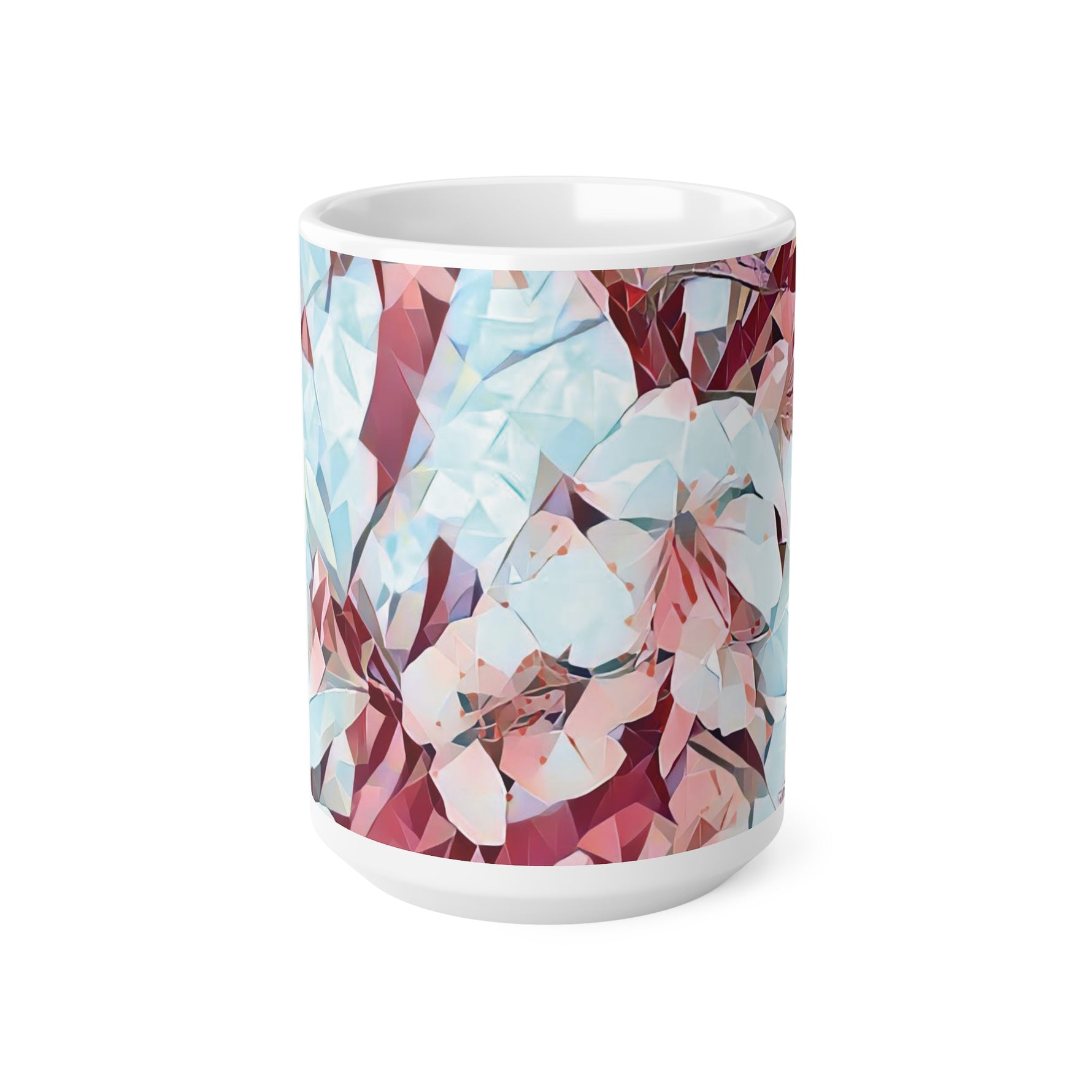 Ceramic White Cup 15oz - Poly Art - Apples' Tree Flower (Variant 4)