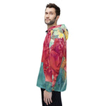 Windbreaker Jacket - Poly Art - Flower of Dahlia in Red (Variant 1)
