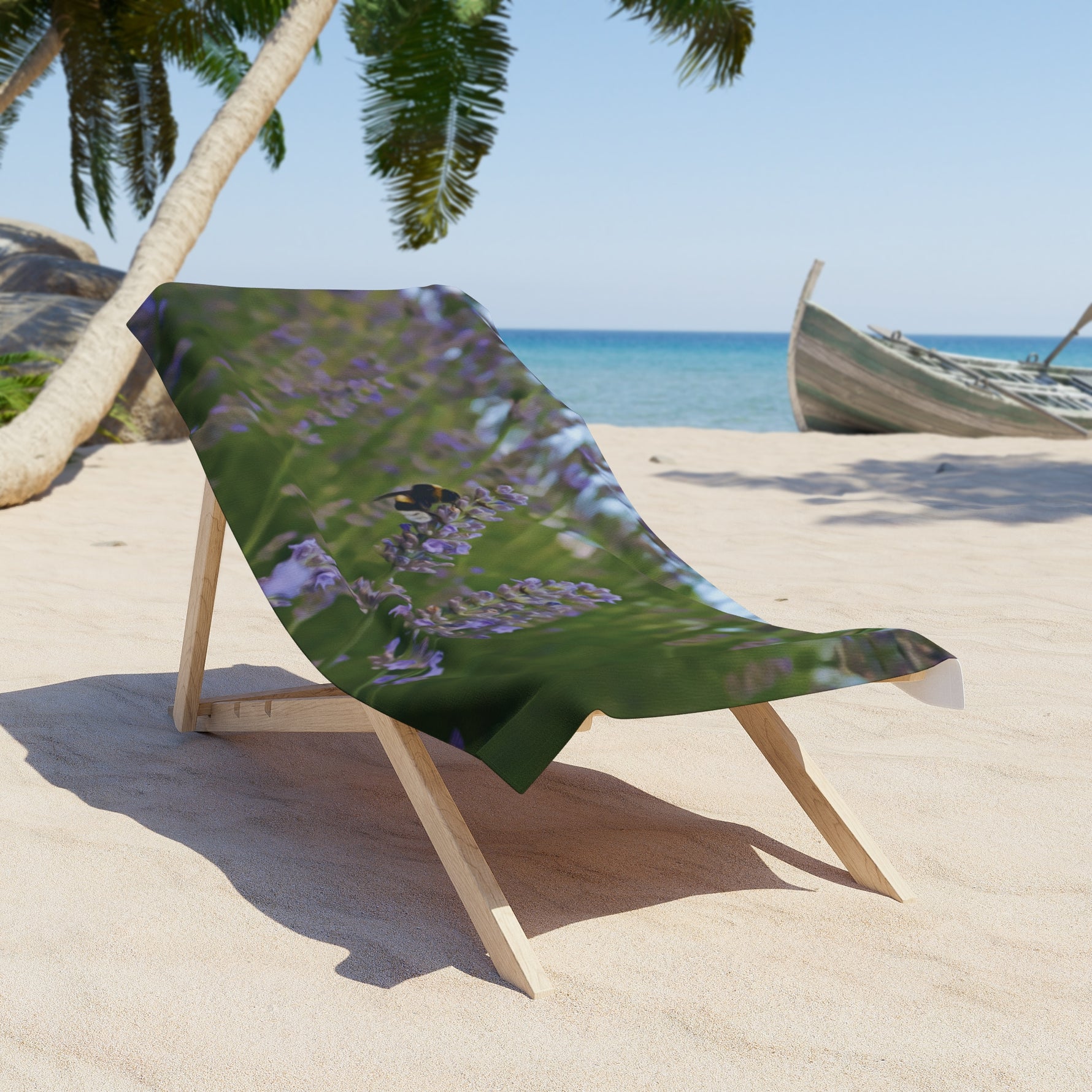 Beach Towel – Flower of Lavender and Bombus (Variant 2)