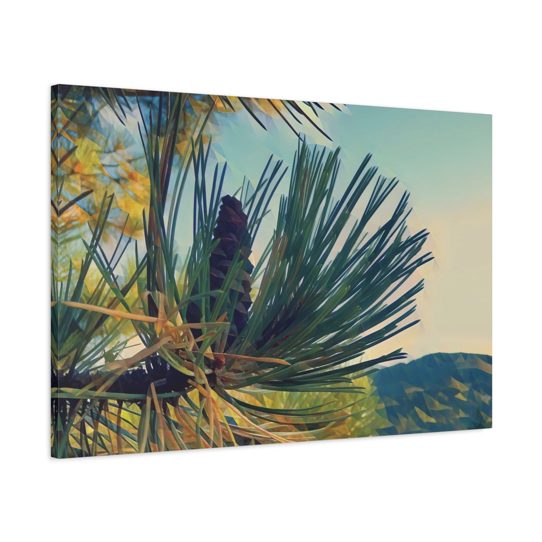 Stretched Matte Canvas - Poly Art - Fir Pinecone