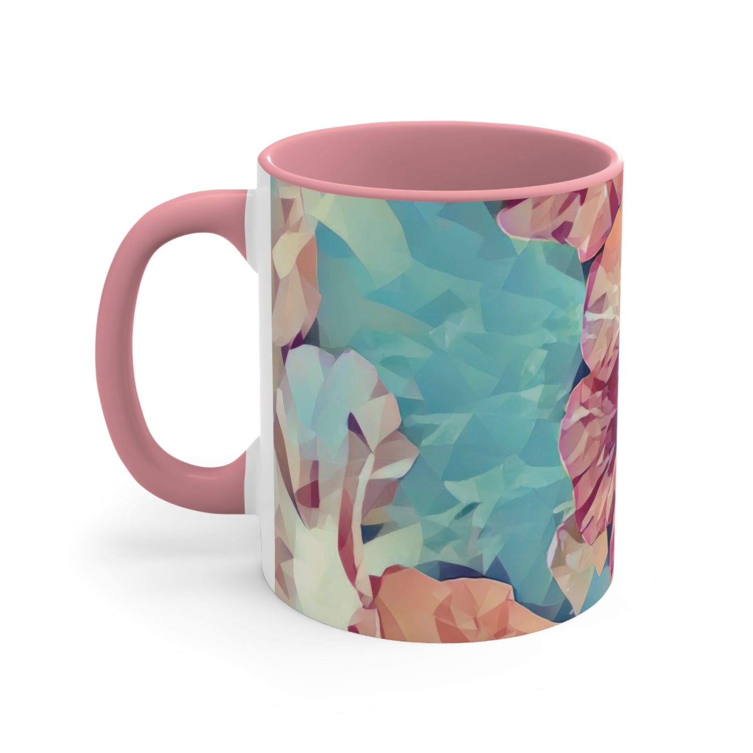 Mug 11oz - Poly Art - Flowers in sky blue and red (Variant 2)