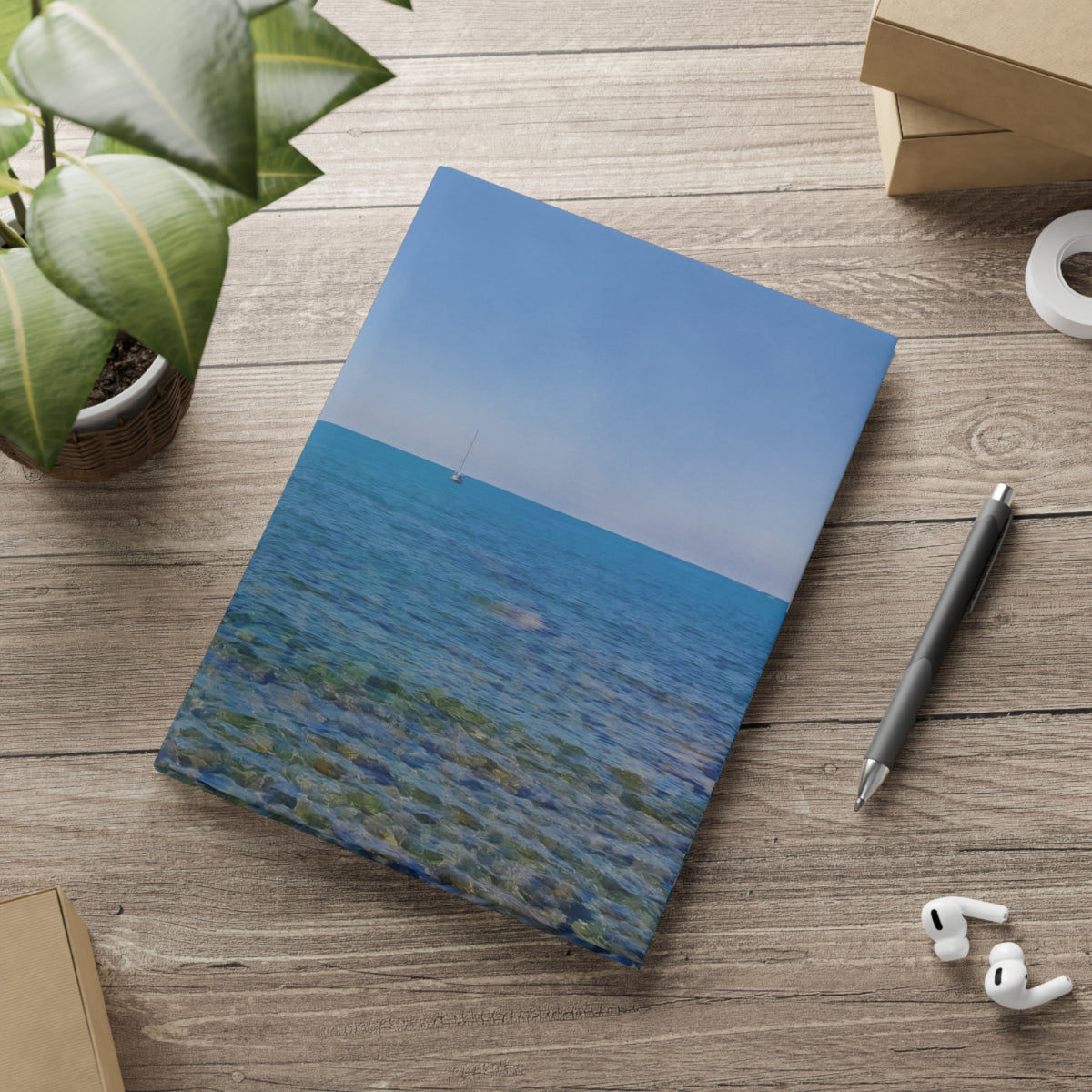 Hardcover Notebook with Puffy Covers - Sea Landscape (Variant 02)