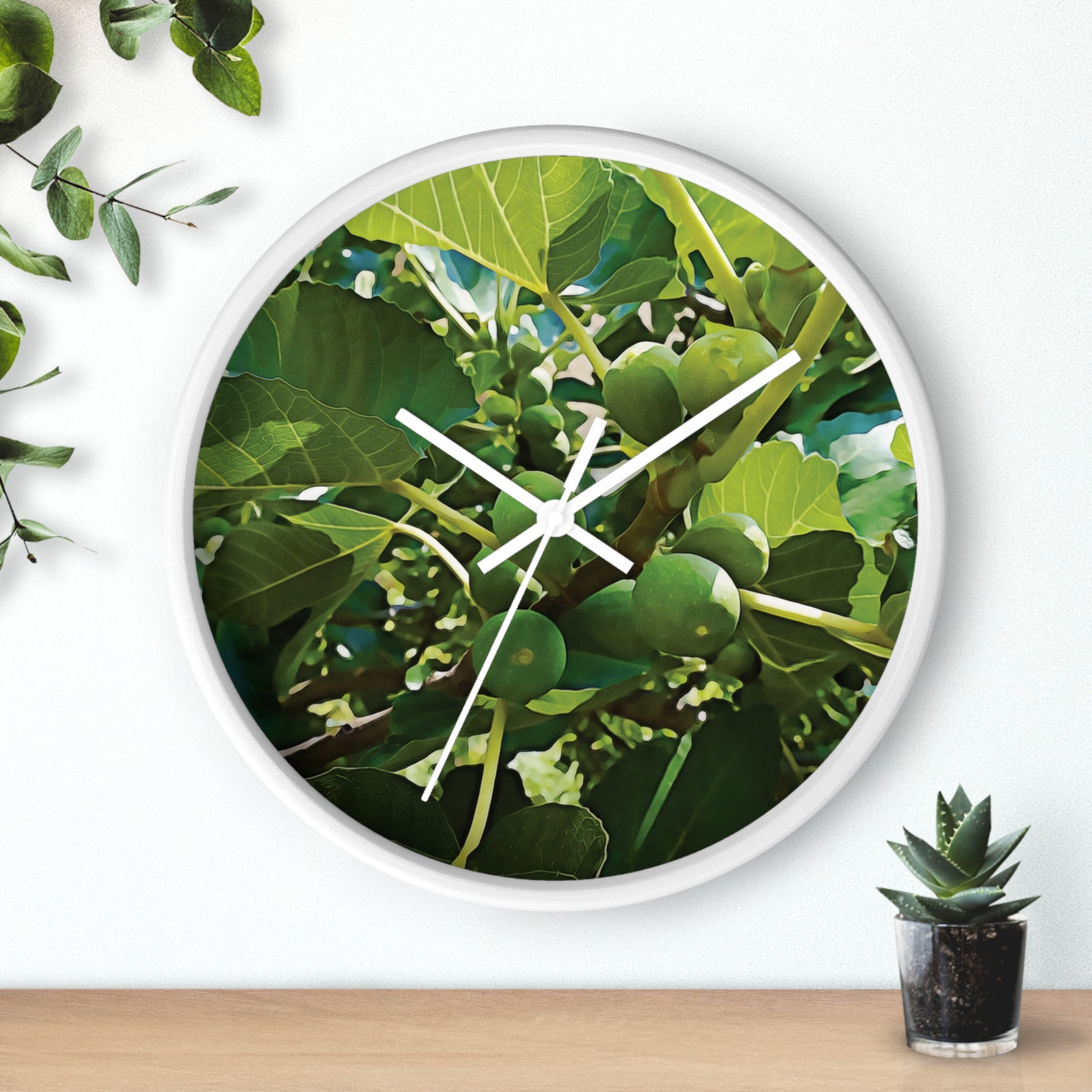 Wall Clock - Fig's Plant, with Fruits and Leaves