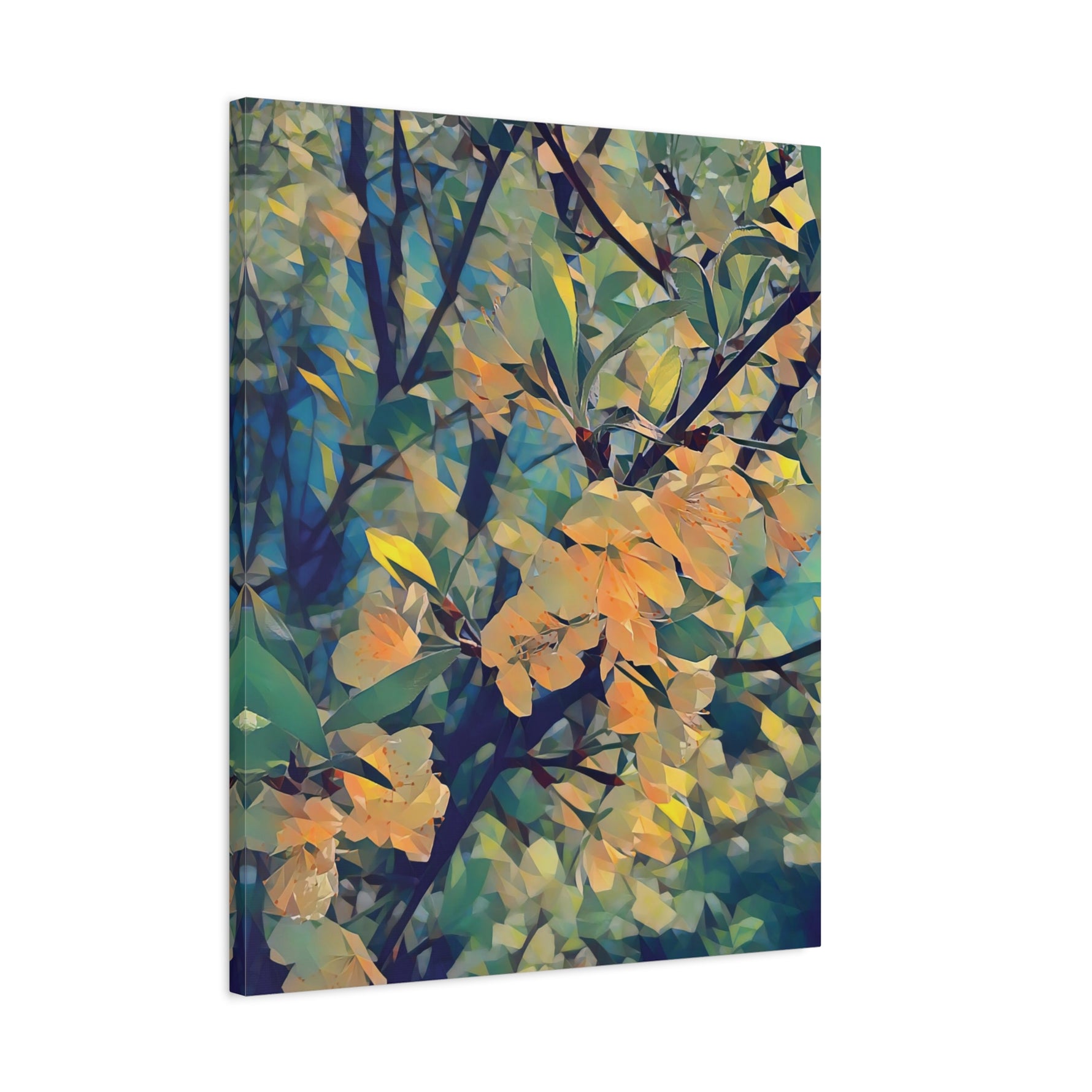 Stretched Matte Canvas - Poly Art - Apple's Tree Flower (Variant 2)