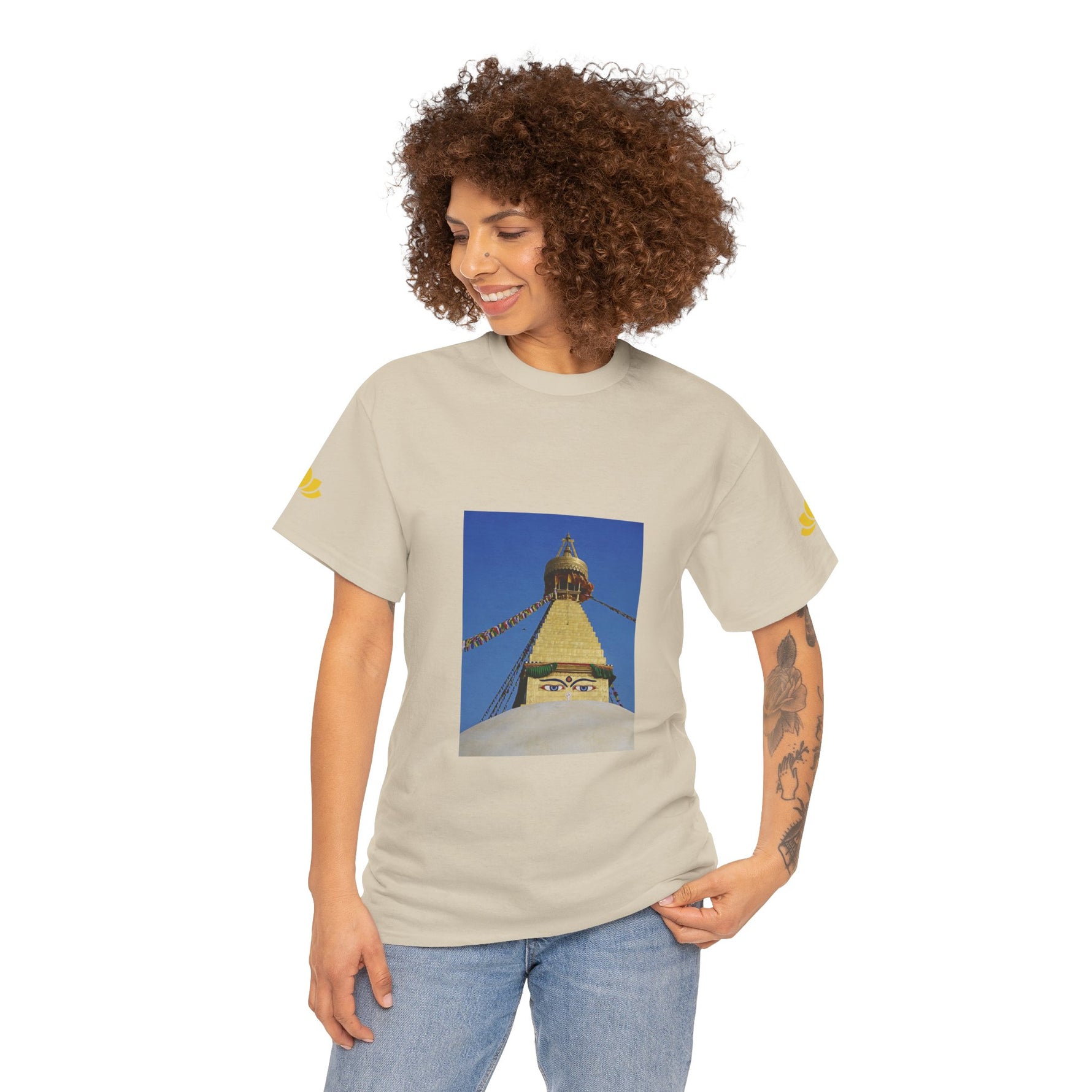 Unisex Heavy Cotton Tee - Nepal, Buddha's Eyes (Variant 1)