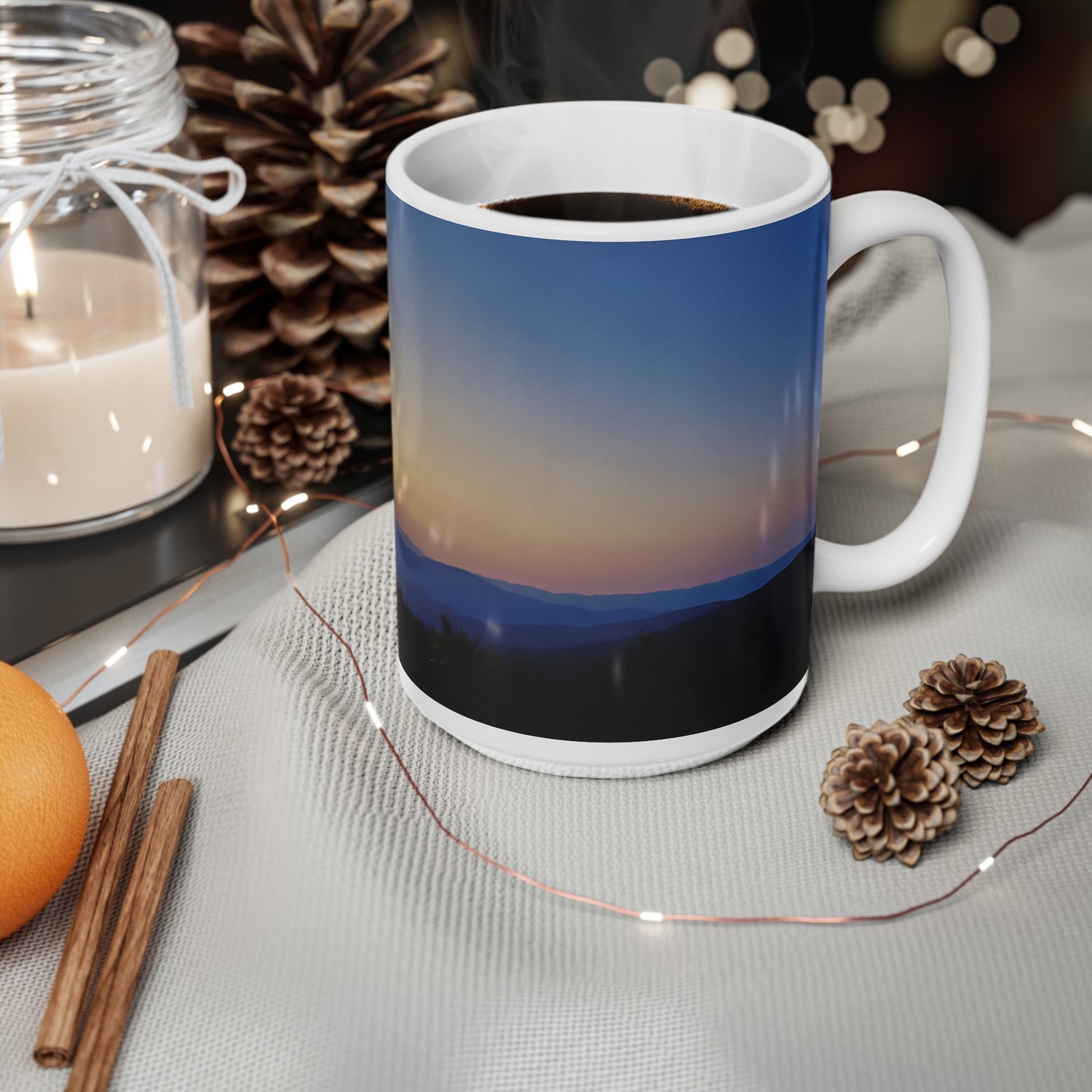 Ceramic White Cup 15oz - Sunset Sky (Variant 1)