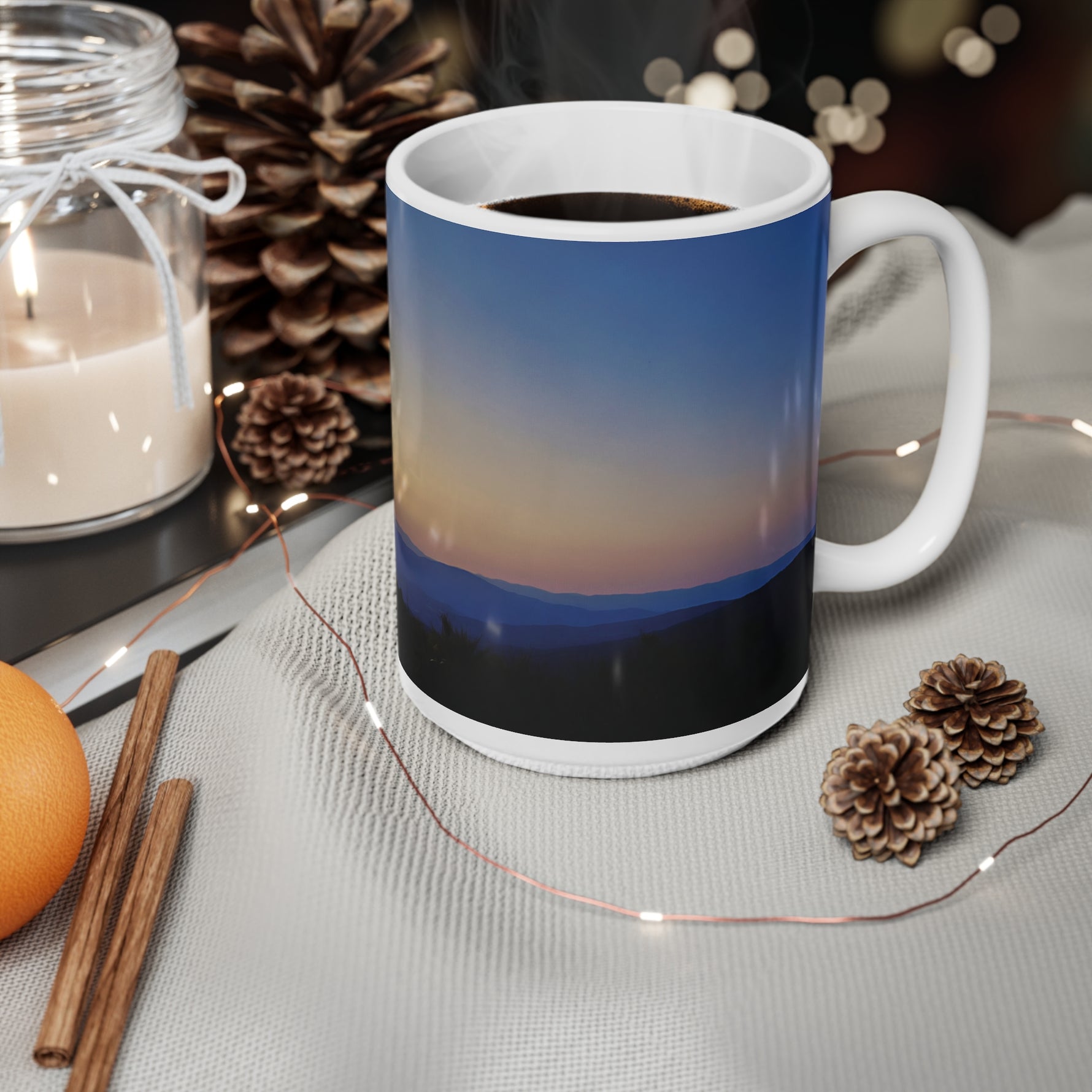Ceramic White Cup 15oz - Sunset Sky (Variant 1)