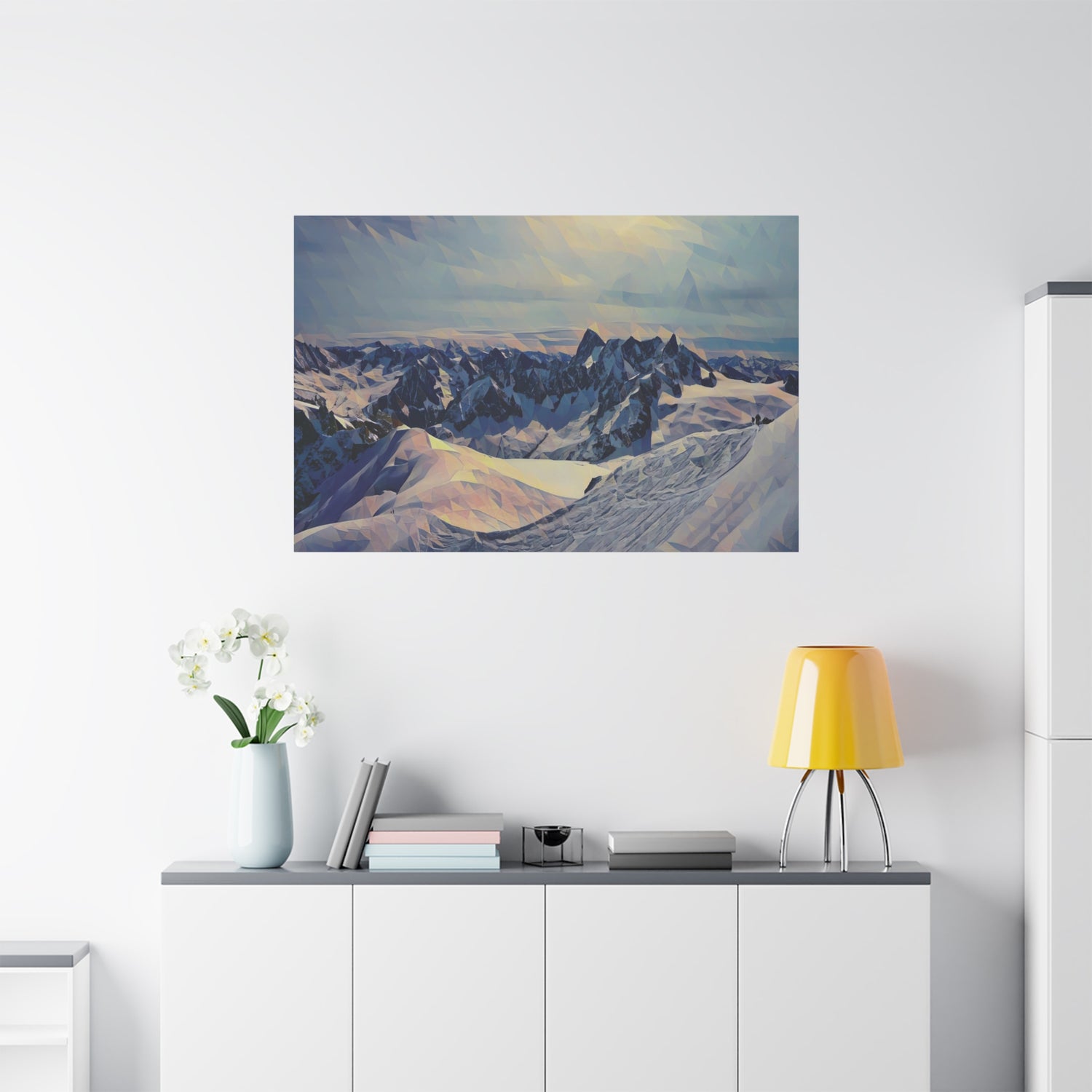 Stretched Matte Canvas - Poly Art - View from Mont Blanc (Variant 2)