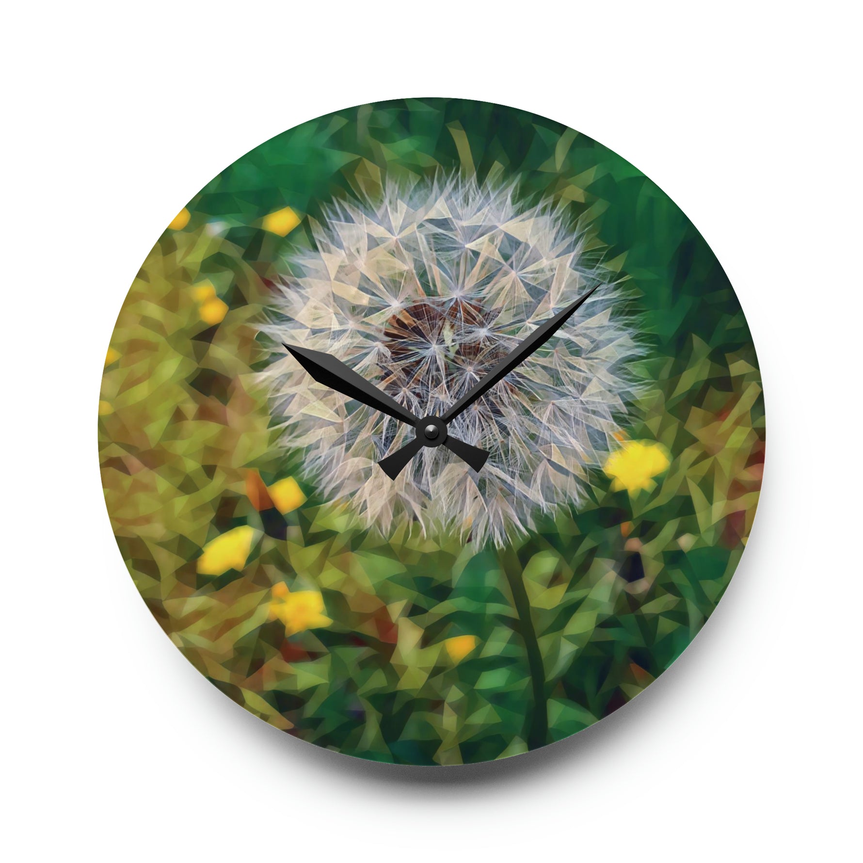 Acrylic Wall Clock - Poly Art - Flower of Dandelion (Variant 2)
