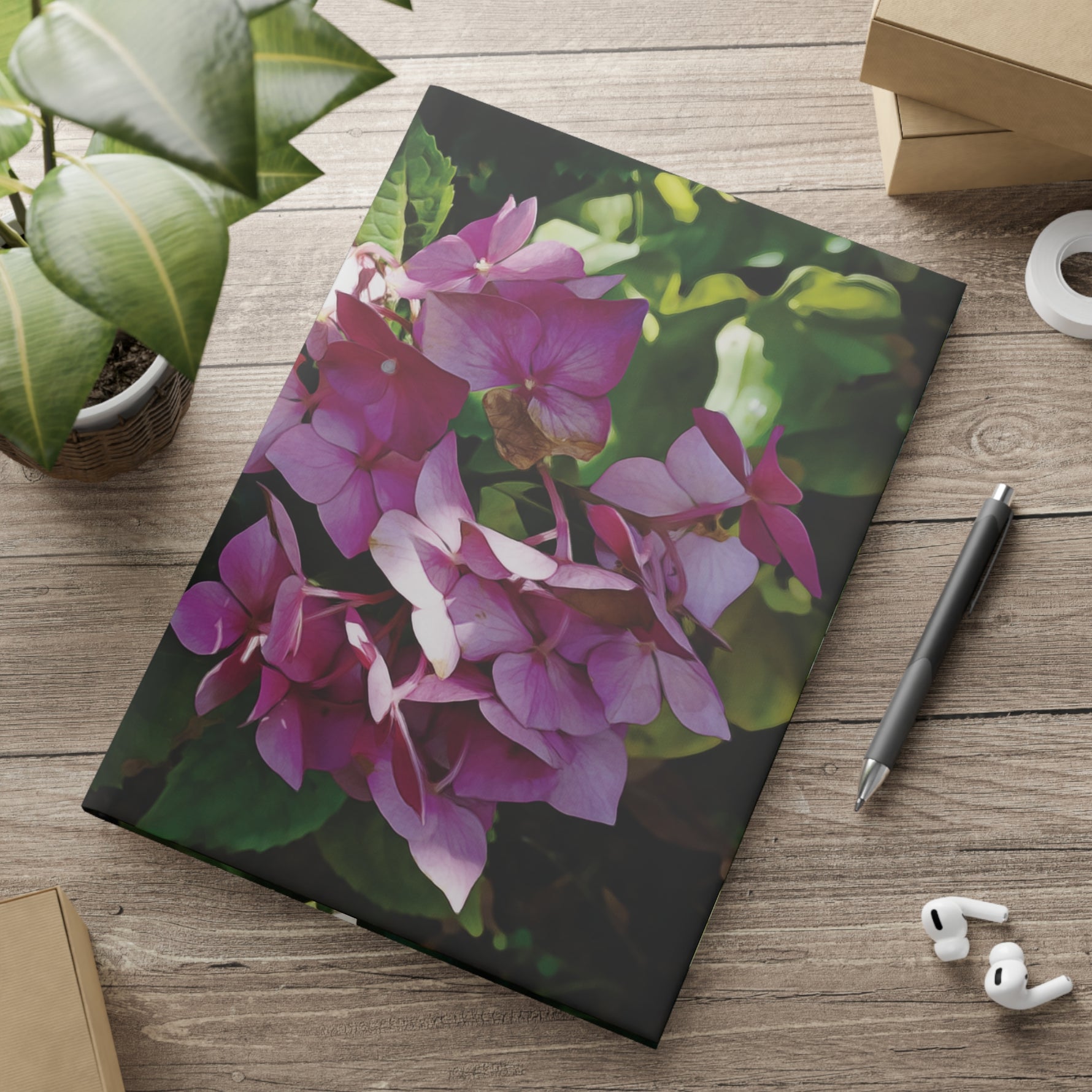 Hardcover Notebook with Puffy Covers - Flower of Ortensia/Hydrangea Macrophylla