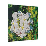 Stretched Matte Canvas - Poly Art - Flower, White