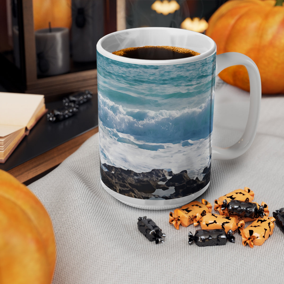 Ceramic White Cup 15oz - Sea (Variant 06)