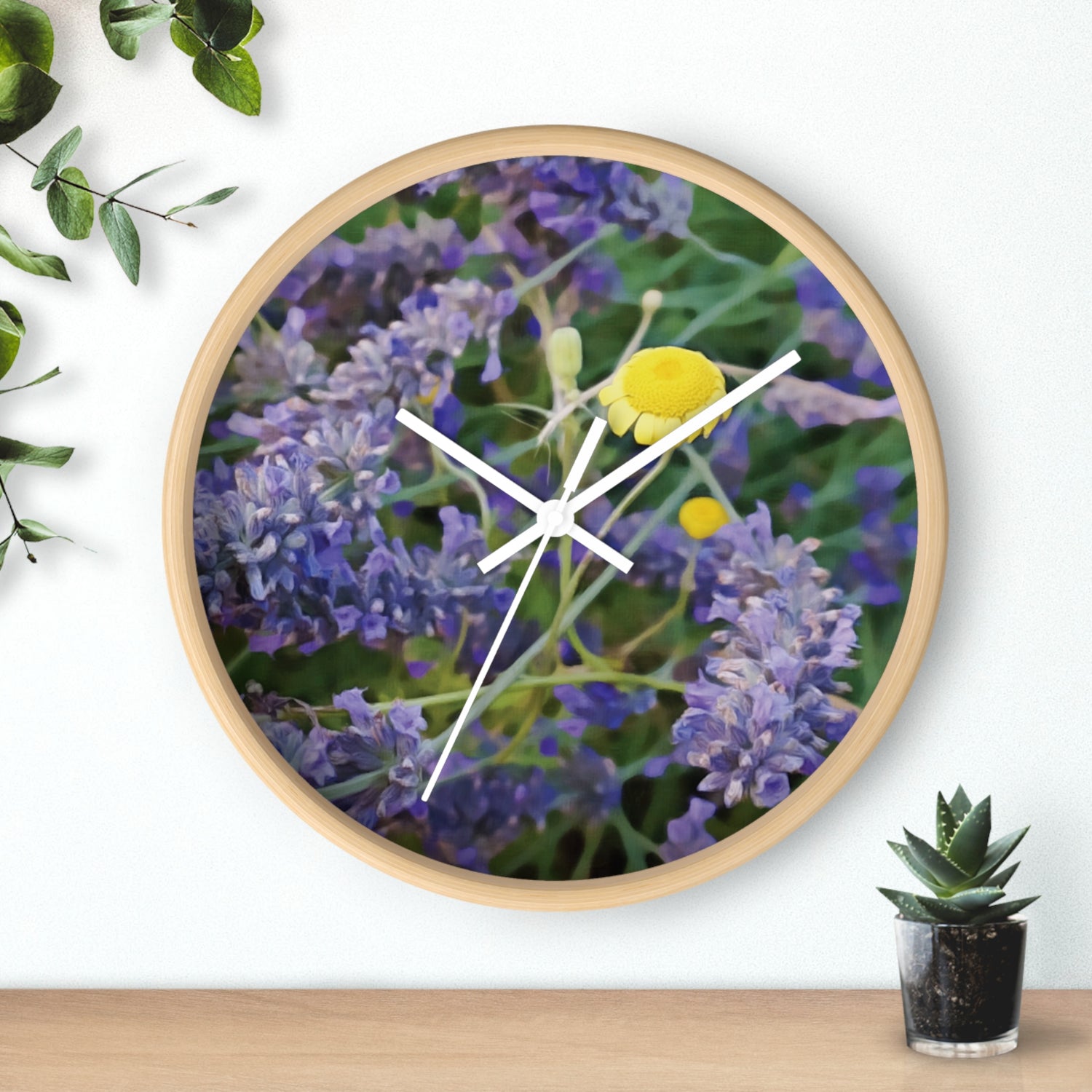 Wall Clock - Flower of Lavender and Chamomile