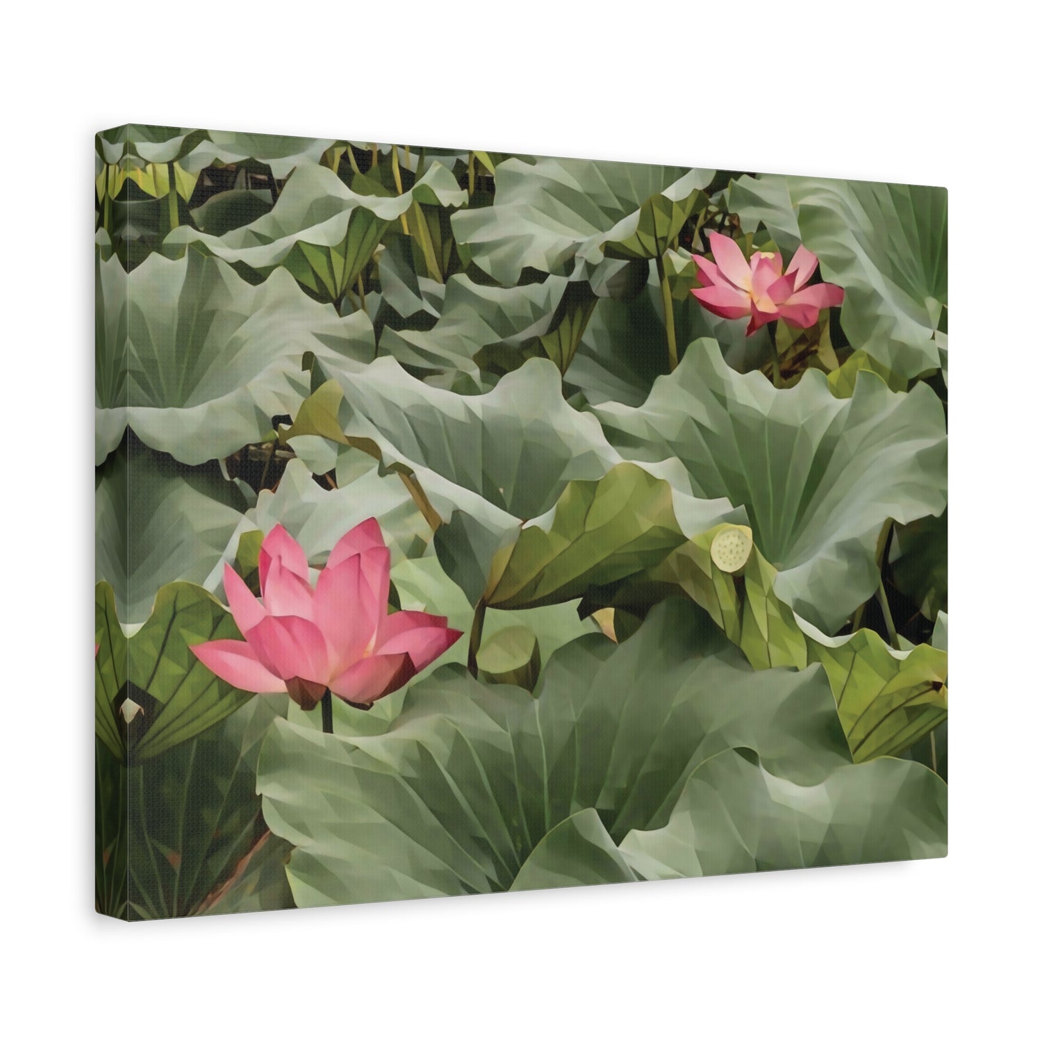 Stretched Matte Canvas - Poly Art - Flower of Lotus