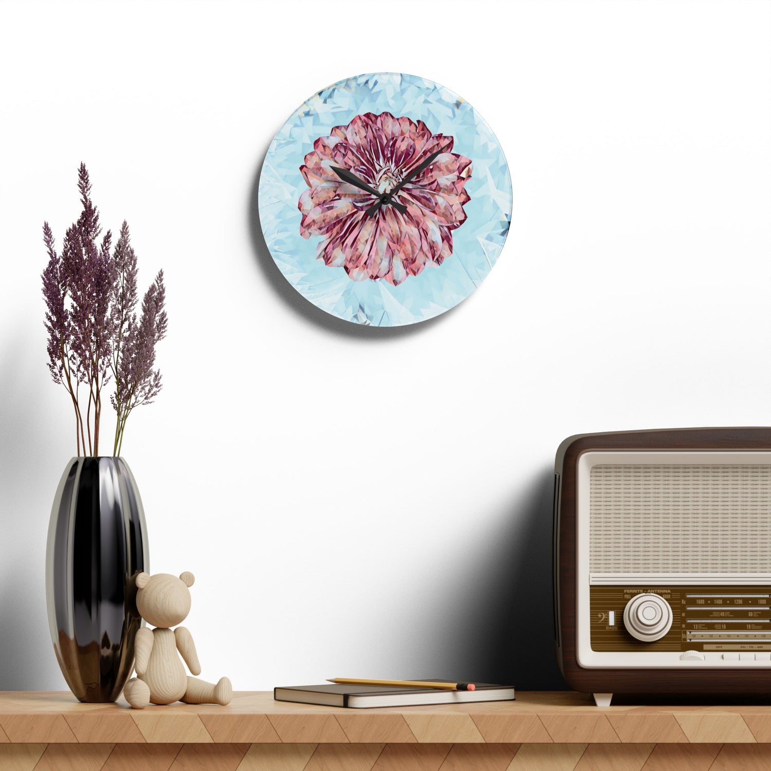 Acrylic Wall Clock - Poly Art - Flower of Dahlia (Variant 2)
