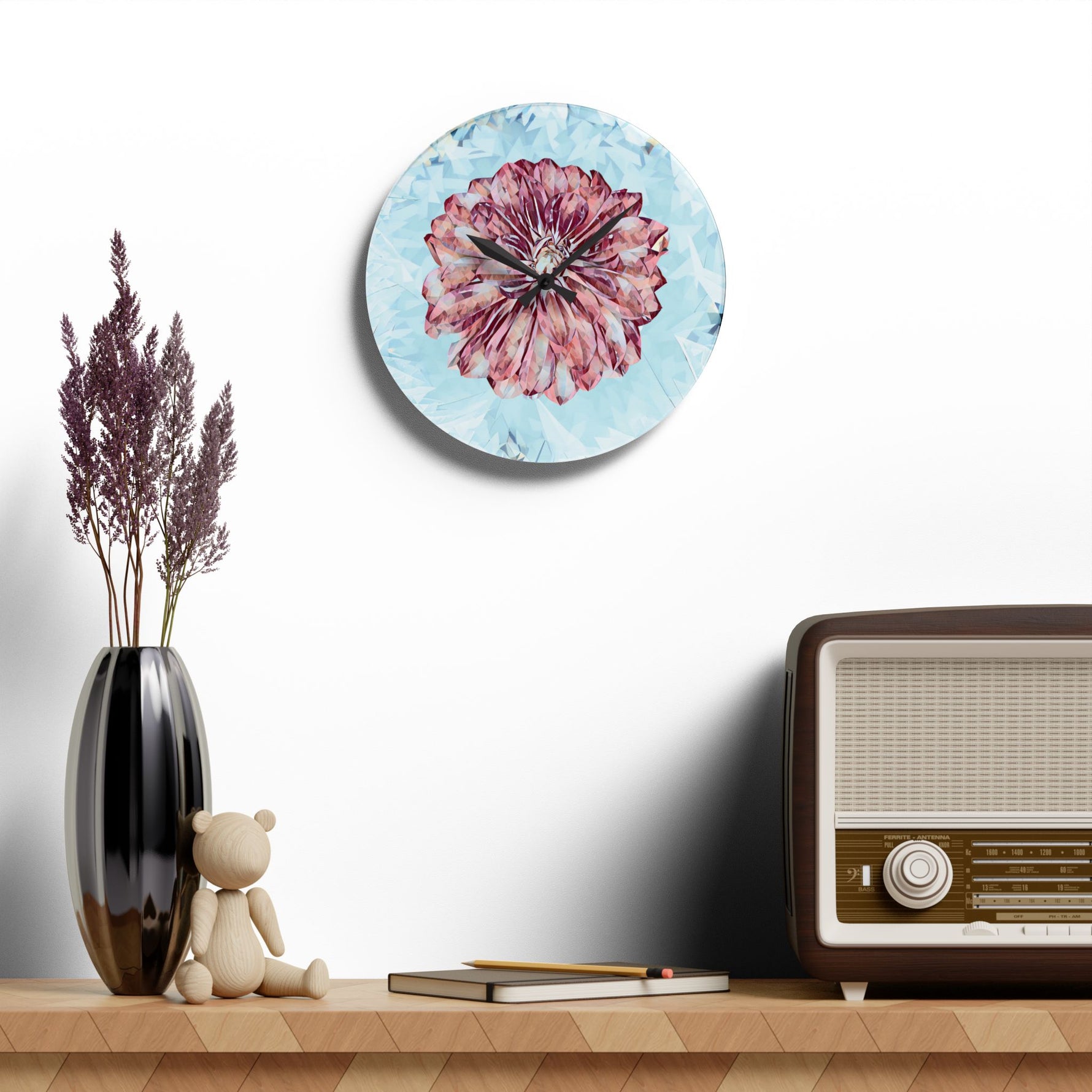 Acrylic Wall Clock - Poly Art - Flower of Dahlia (Variant 2)