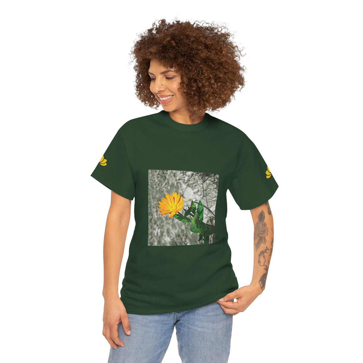 Unisex Heavy Cotton Tee - Poly Art - Flower of Calendula (Variant 1)
