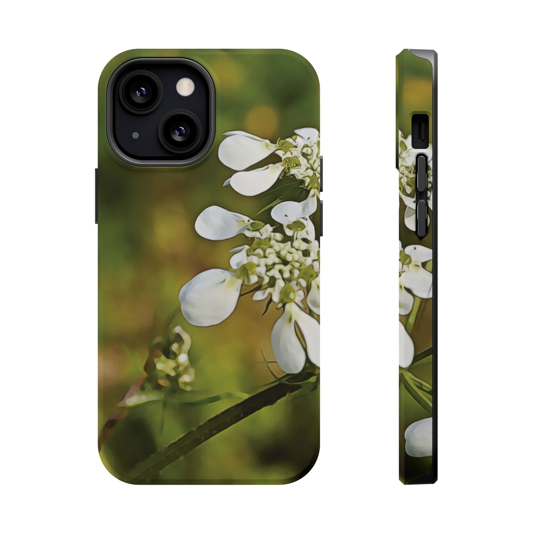 Magnetic Tough Phone Case - Flower, White
