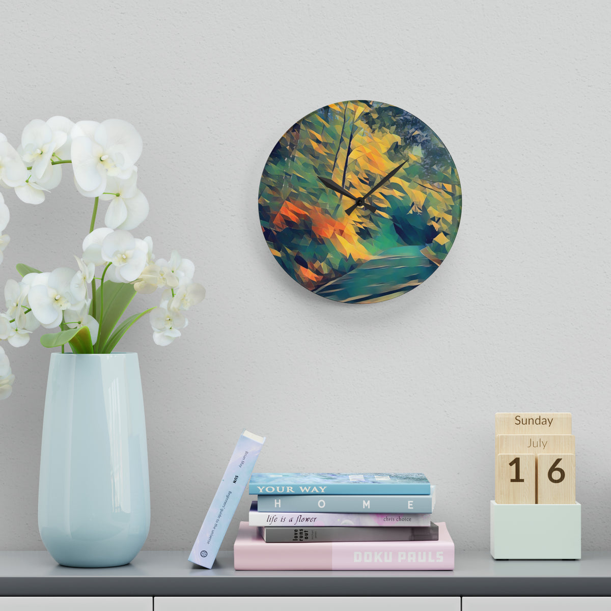 Acrylic Wall Clock - Poly Art - Forest (Variant 03)