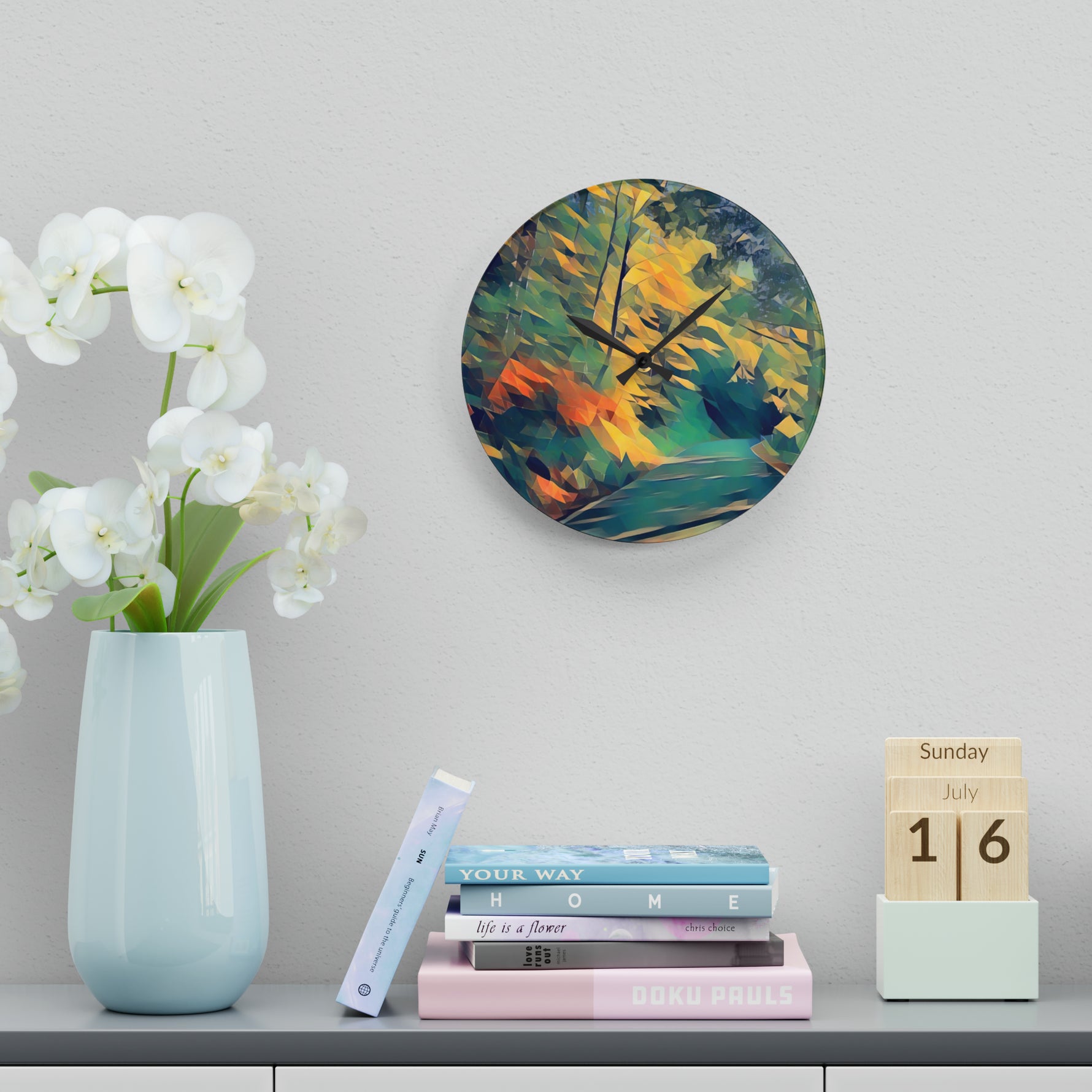Acrylic Wall Clock - Poly Art - Forest (Variant 03)