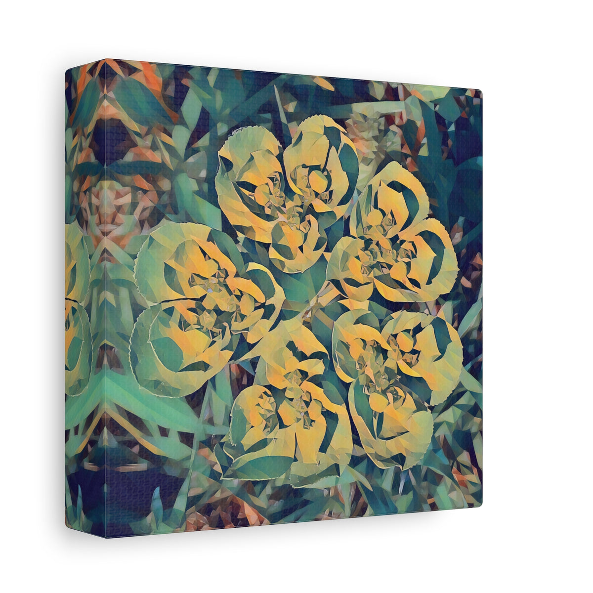 Stretched Matte Canvas - Poly Art - Flower of Euphorbia Helioscopia